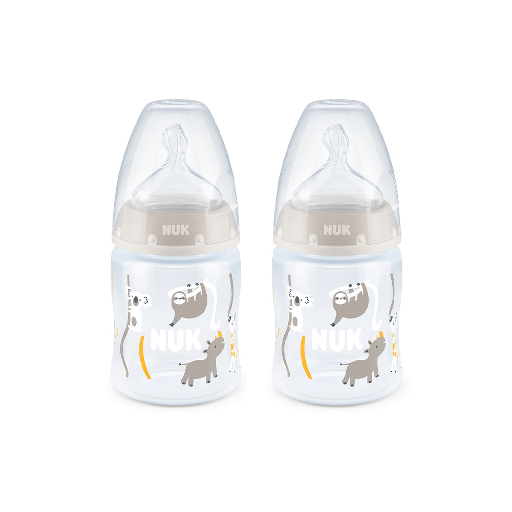 NUK First Choice Temperature Control Bottle with Silicone Teat 150ml 2 Pack- Safari - ShopBaby