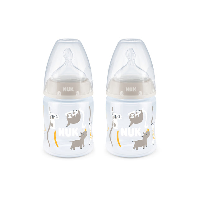 NUK First Choice Temperature Control Bottle with Silicone Teat 150ml 2 Pack- Safari - ShopBaby