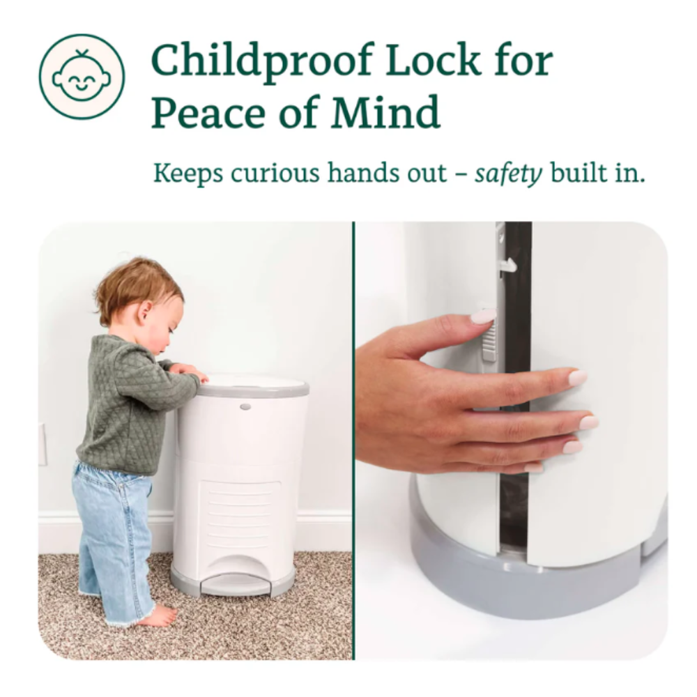 NEW Korbell Plus Hands-free Nappy Bin 26L Bundle (with free liner) - White