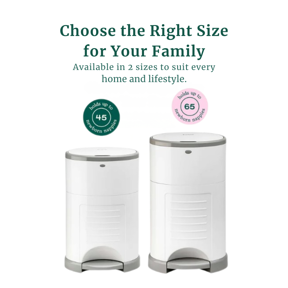 NEW Korbell Plus Hands-free Nappy Bin 26L Bundle (with free liner) - White