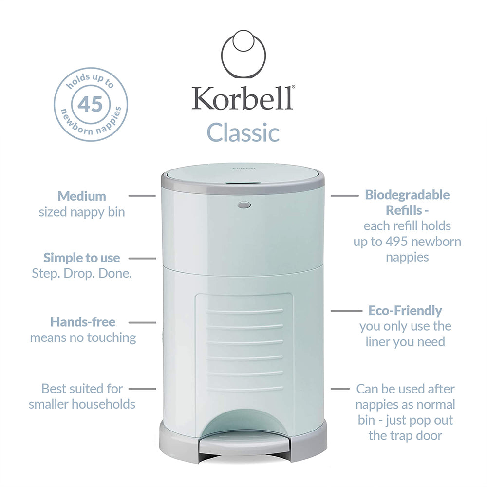 Korbell Classic 16 Litre Nappy Bin Bundle (with free liner) - Mint