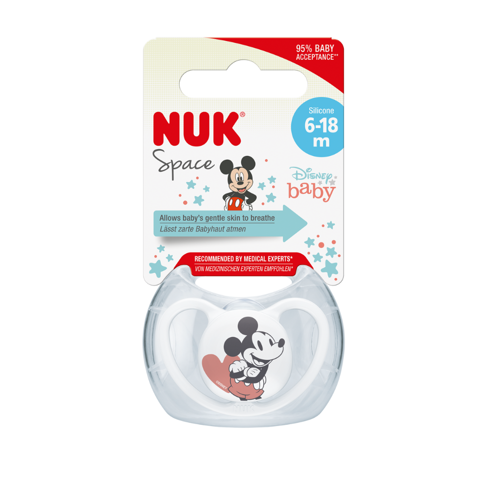 NUK Disney Space Soother Silicone 1 pack - Mickey White