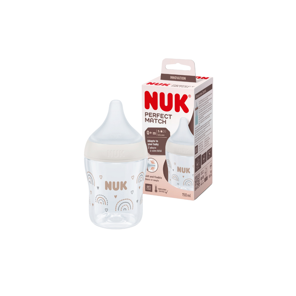 NUK Perfect Match Bottle with Soft and Flexible Silicone Teat 150ml - Rainbow