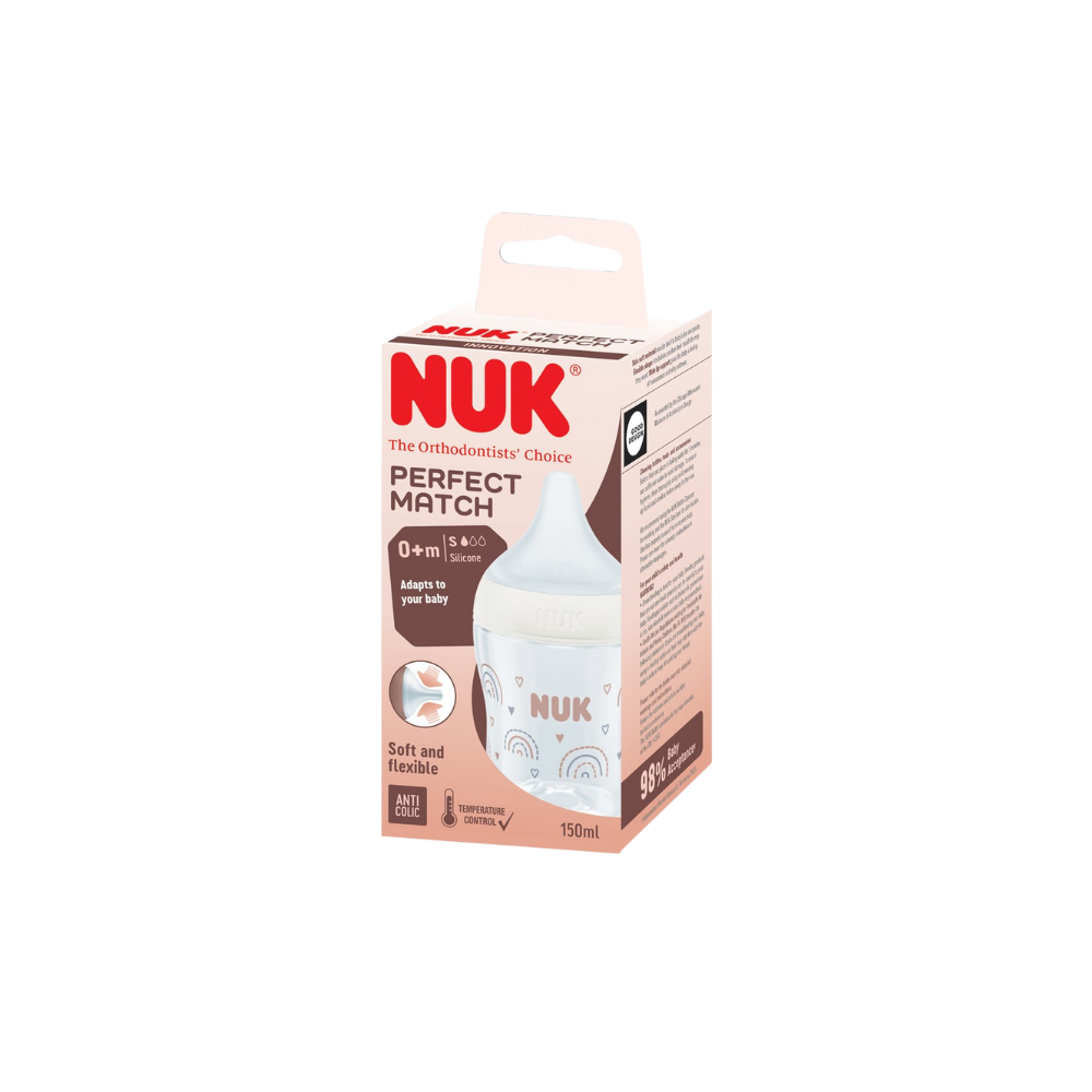 NUK Perfect Match Bottle with Soft and Flexible Silicone Teat 150ml - Rainbow