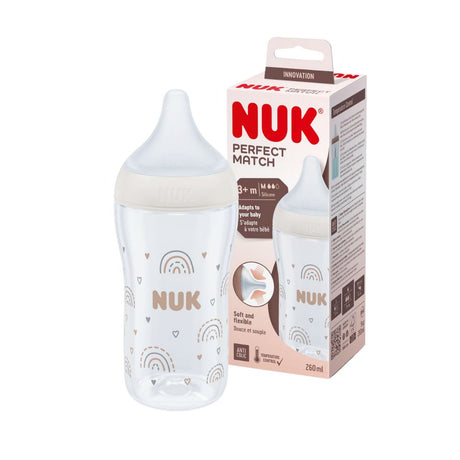 NUK Perfect Match Bottle with Soft and Flexible Silicone Teat 260ml - Rainbow