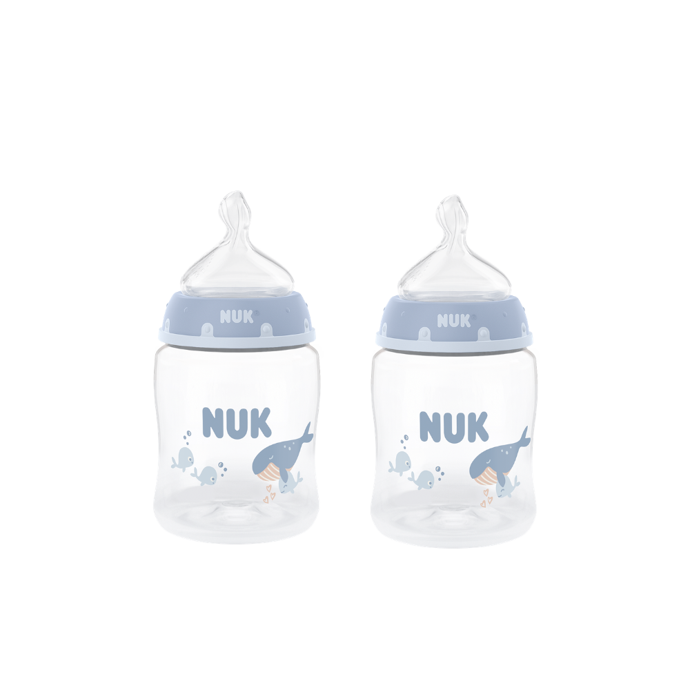 NUK Temperature Control Bottle with Silicone Teat 150ml 2 Pack - Whale