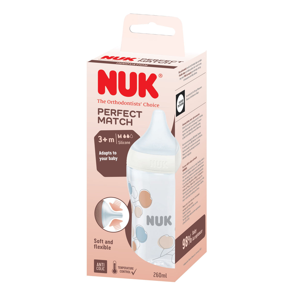 NUK baby bottle packaging on a white background