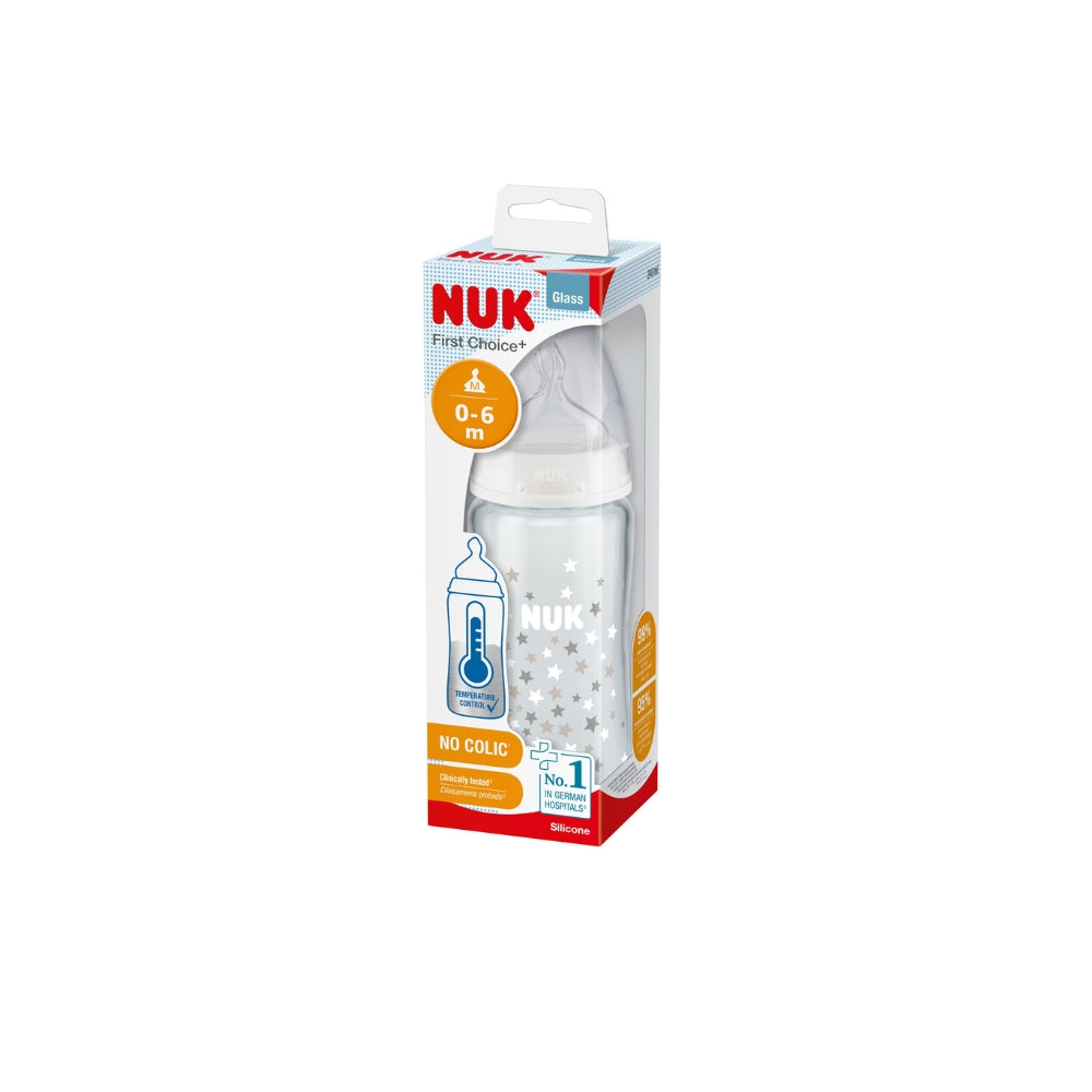 NUK FC + 240ml Glass Bottle Silicone Teat  - Stars