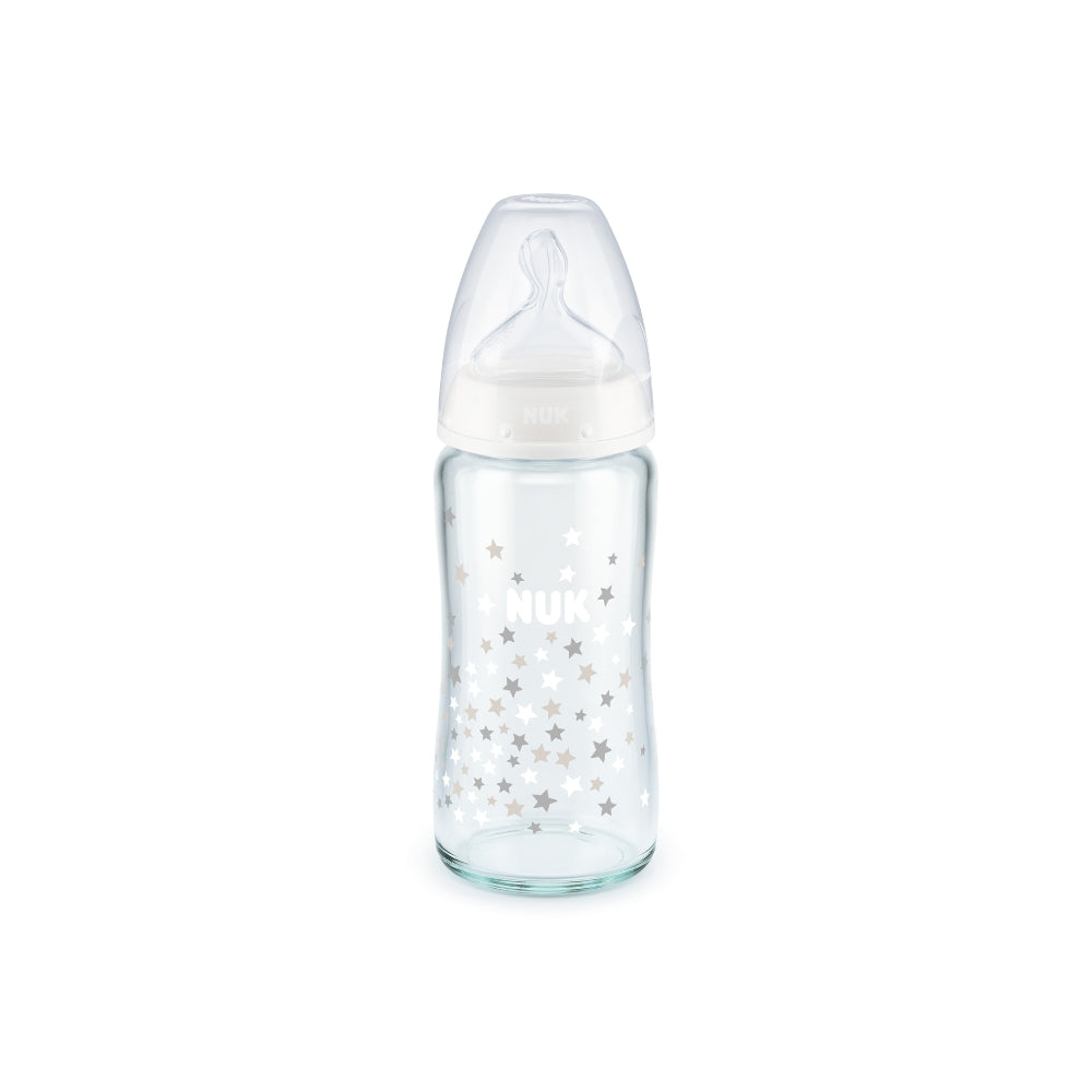NUK FC + 240ml Glass Bottle Silicone Teat  - Stars