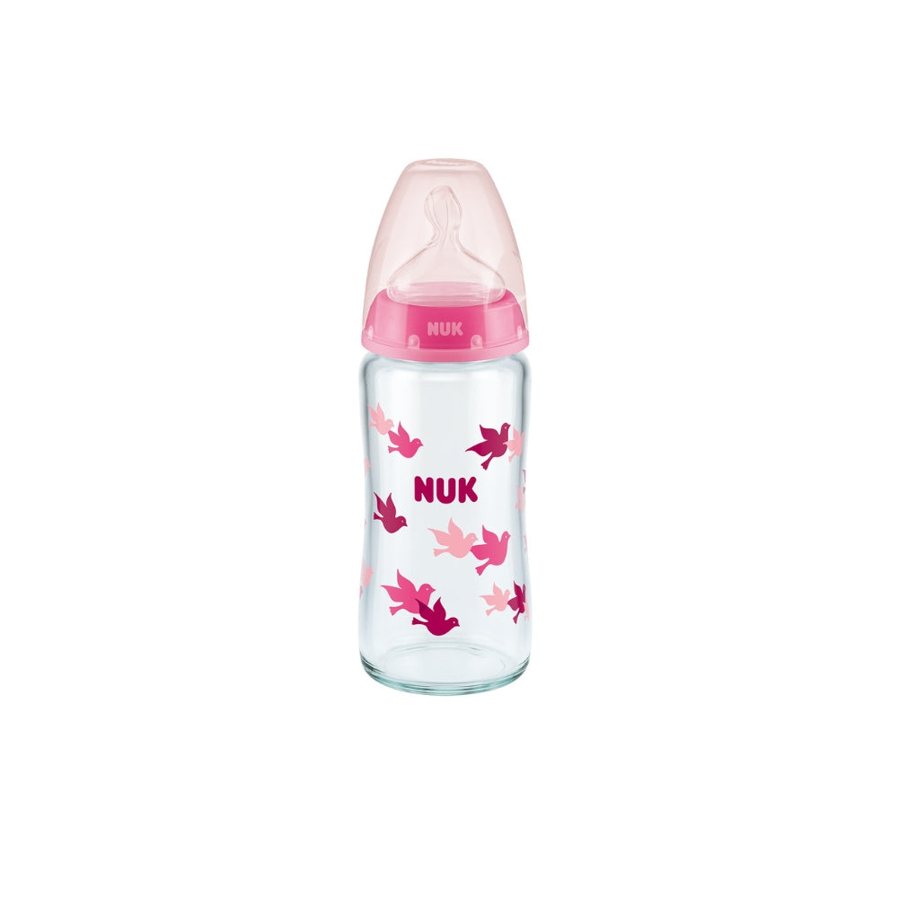 NUK FC + 240ml Glass Bottle Silicone Teat  - Birds