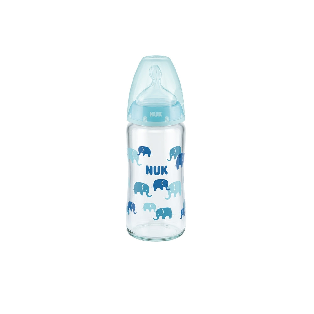 NUK FC + 240ml Glass Bottle Silicone Teat  - Elephant