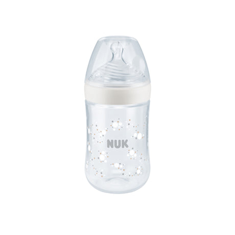 NUK Temperature Control Nature Sense Bottle with Silicone Teat 260ml Medium Hole - Bubbles - Shopbaby