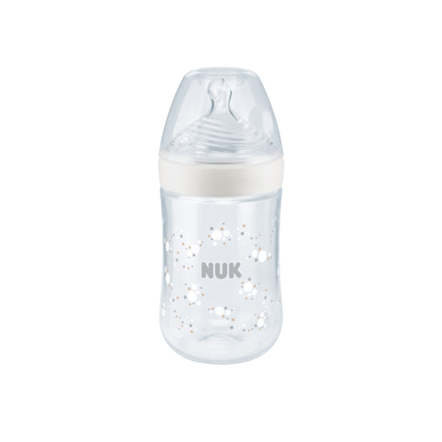 NUK Temperature Control Nature Sense Bottle with Silicone Teat 260ml Medium Hole - Bubbles - Shopbaby