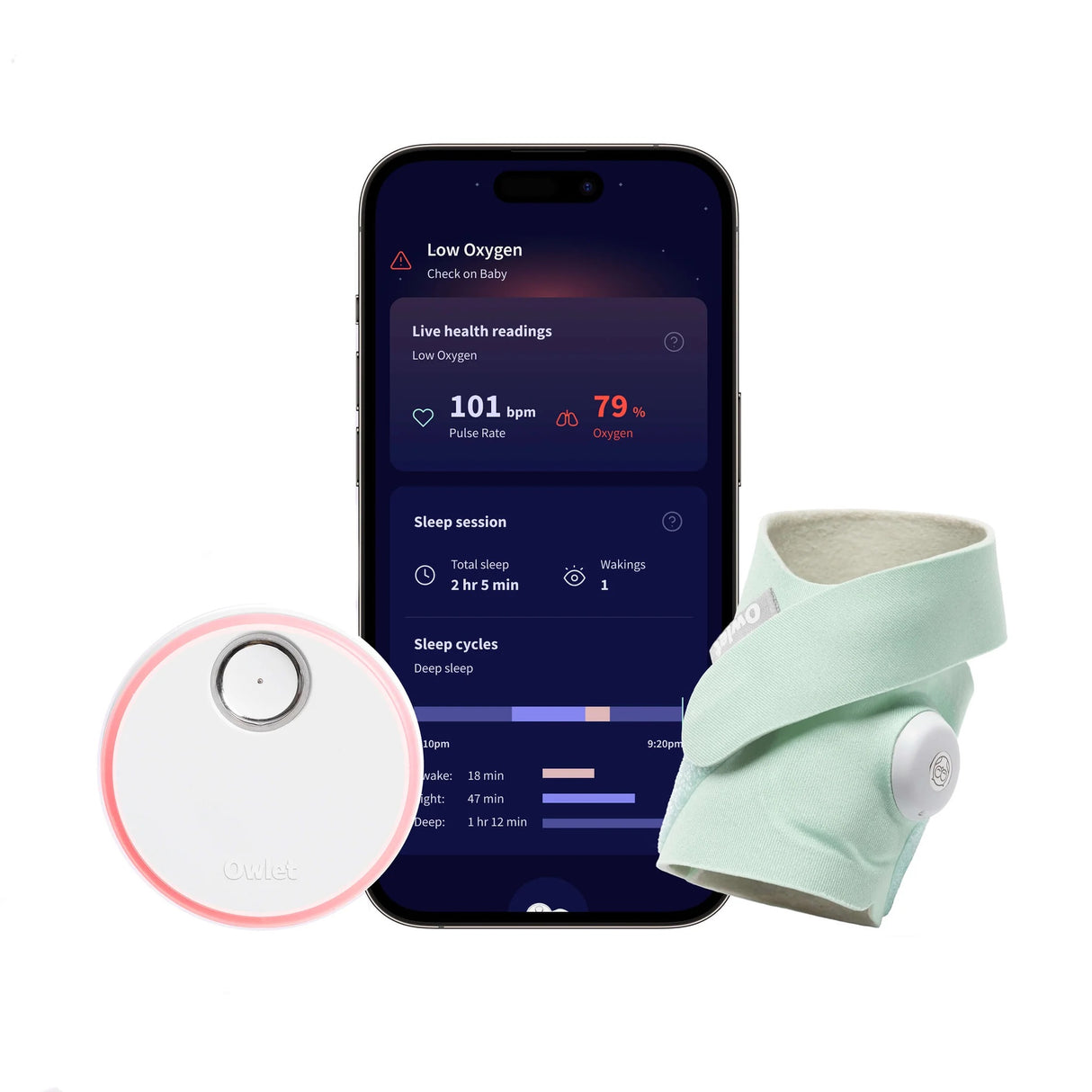 Owlet Dream Sock & FREE Cam 2 Sage Bundle - FDA-Cleared Baby Monitor
