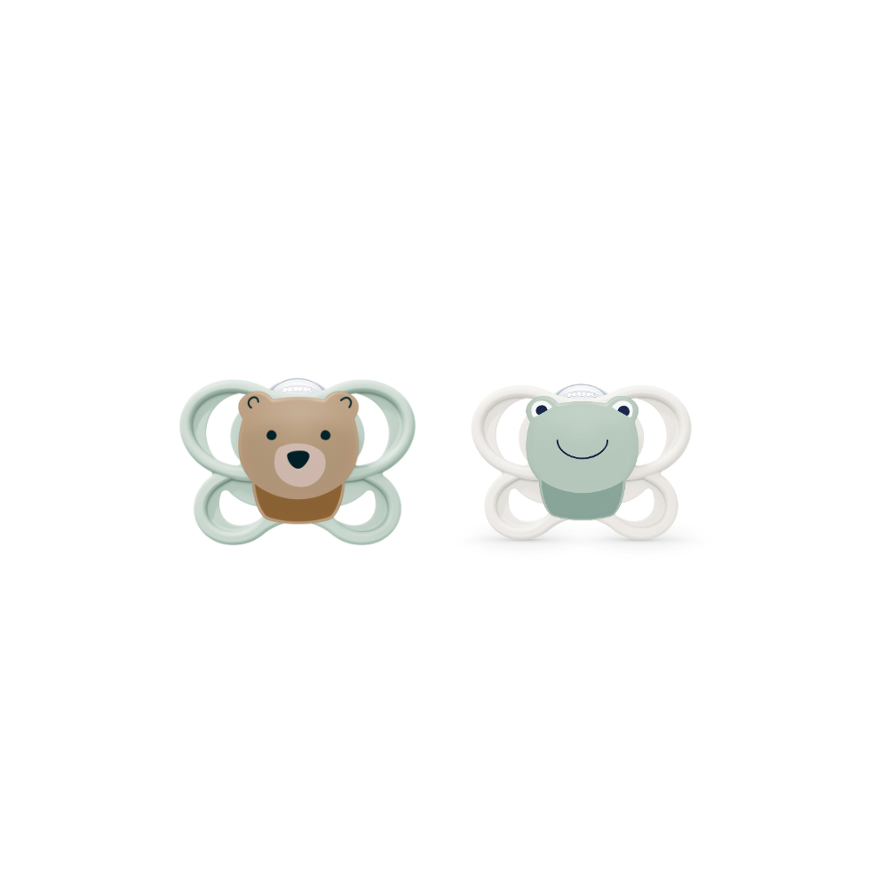 NUK Perfect Match Air Mini Soother 2 Pack - Bear/Frog