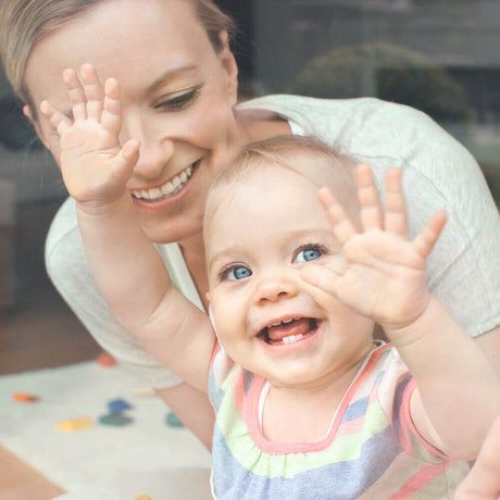 mom and baby playing