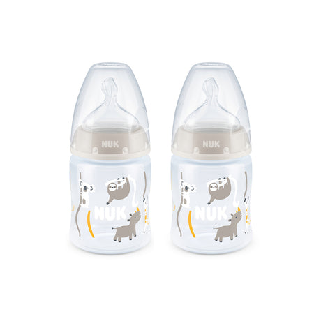 NUK First Choice Temperature Control Bottle with Silicone Teat 150ml 2 Pack- Safari - ShopBaby