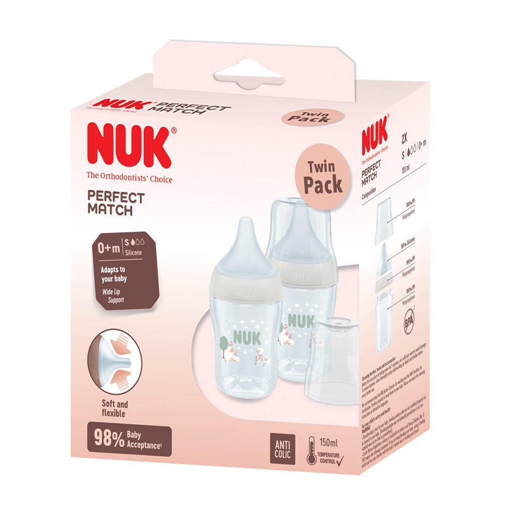 NUK Perfect Match Newborn Set - 150ml Twin Pack Sheep
