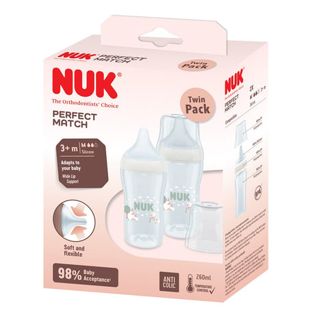 NUK Perfect Match Set - 260ml Twin Pack Sheep