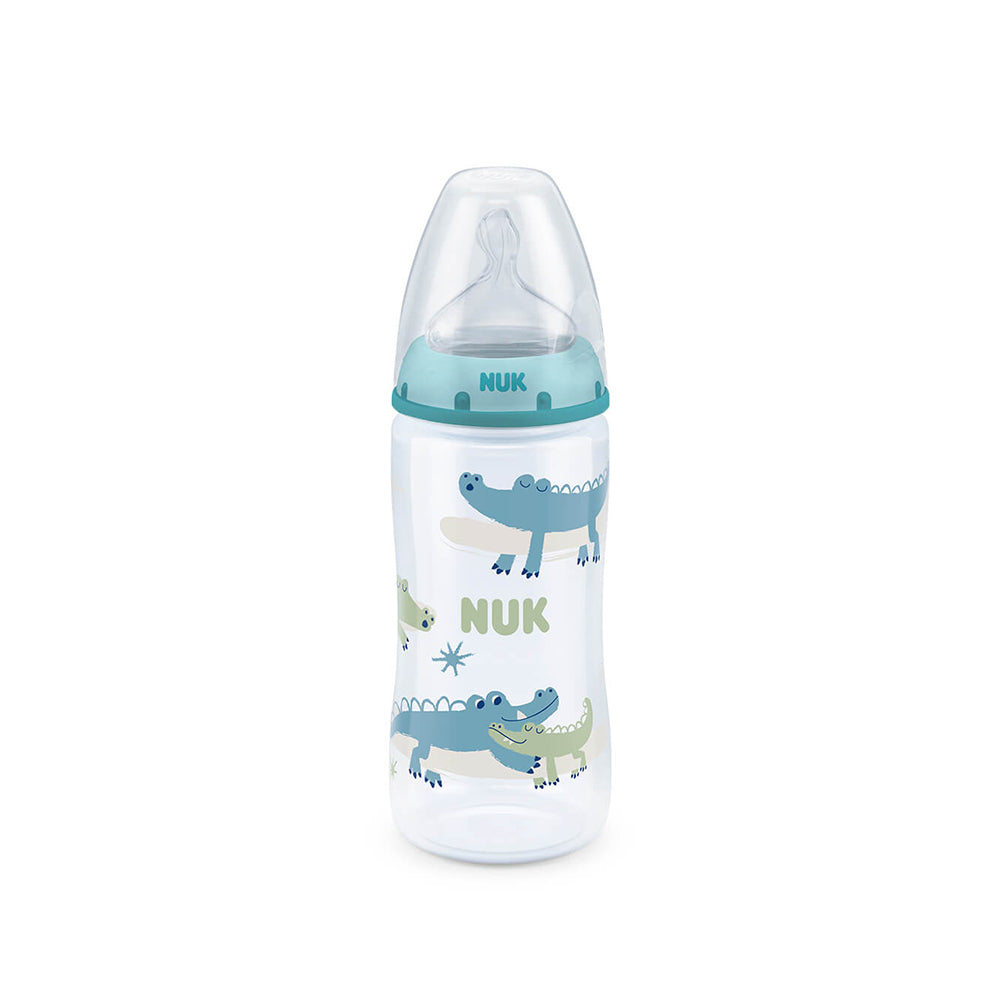 NUK Temperature Control Bottle with Silicone Teat 300ml - Crocodile - ShopBaby