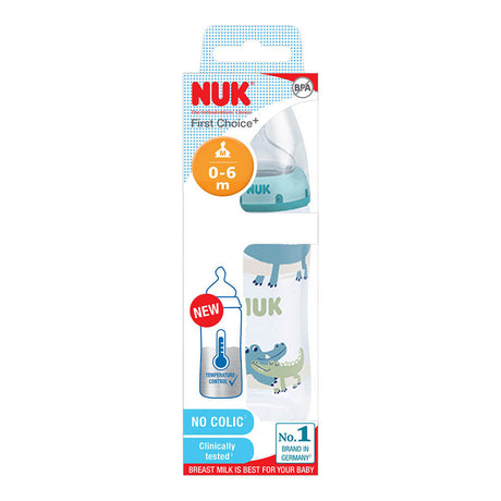 NUK Temperature Control Bottle with Silicone Teat 300ml - Crocodile