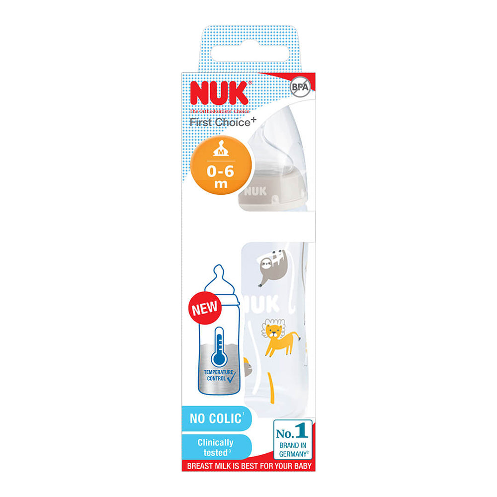 NUK Temperature Control Bottle with Silicone Teat 300ml - Safari