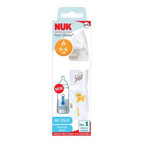 NUK Temperature Control Bottle with Silicone Teat 300ml - Safari