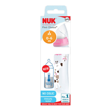 NUK Temperature Control Bottle with Silicone Teat 300ml - Giraffe