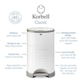 Korbell Classic 16 Litre Nappy Bin Bundle (with free liner) - White