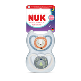 NUK Perfect Match Air Night Silicone Soother 2 Pack - Lion/Firefly