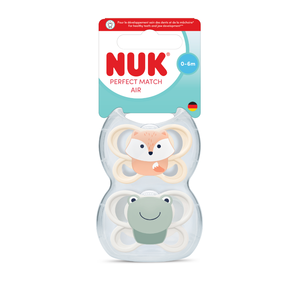 NUK Perfect Match Air Mini Soother 2 Pack - Fox/Frog