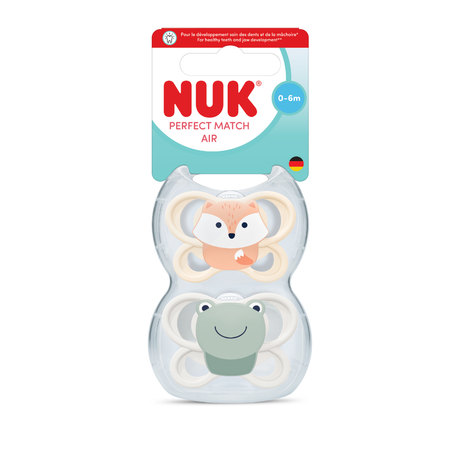 NUK Perfect Match Air Mini Soother 2 Pack - Fox/Frog