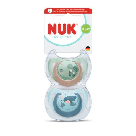 NUK First Choice Silicone Soother 2 Pack - Whale/Turtle