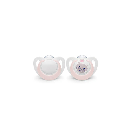 NUK Star Silicone Soother 2 Pack- Rose/Cat - ShopBaby