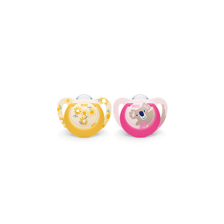NUK Star Silicone Soother 2 Pack- Sunflower/Koala - ShopBaby