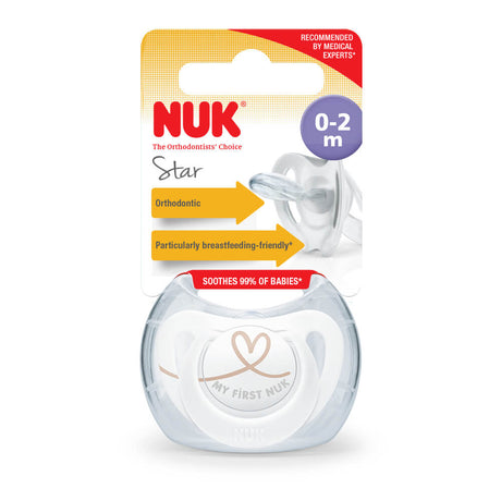 NUK Star Silicone Soother 1 Pack - White
