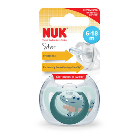 NUK Star Silicone Soother 1 Pack - Crocodile