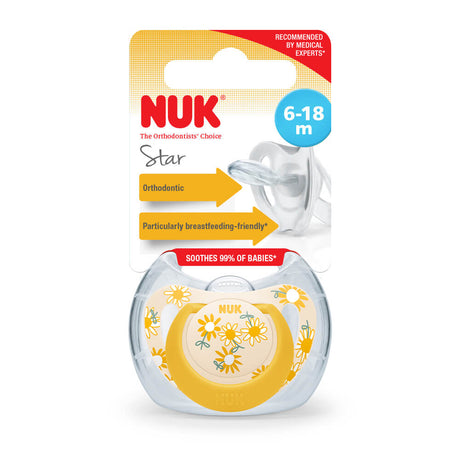 NUK Star Silicone Soother 1 Pack - Sunflower