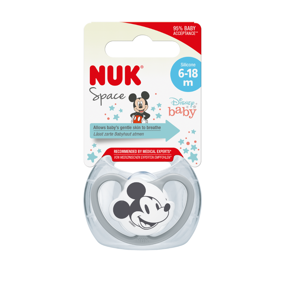 NUK Disney Space Soother Silicone 1 pack - Mickey Grey