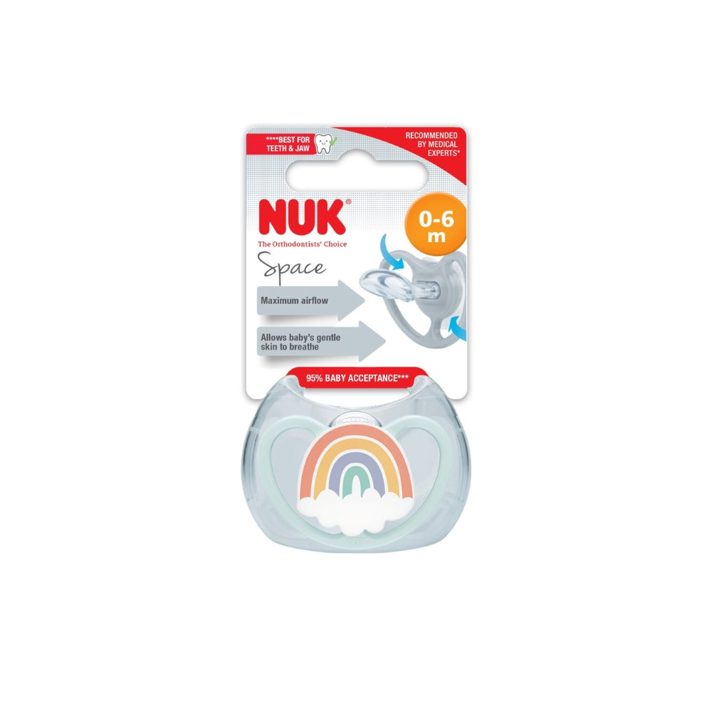 NUK Space Silicone Soother 1 pack - Rainbow