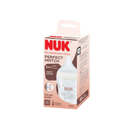 NUK Perfect Match Bottle with Soft and Flexible Silicone Teat 150ml - Rainbow
