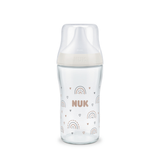NUK Perfect Match Glass Bottle with Soft and Flexible Silicone Teat 230ml - Rainbow