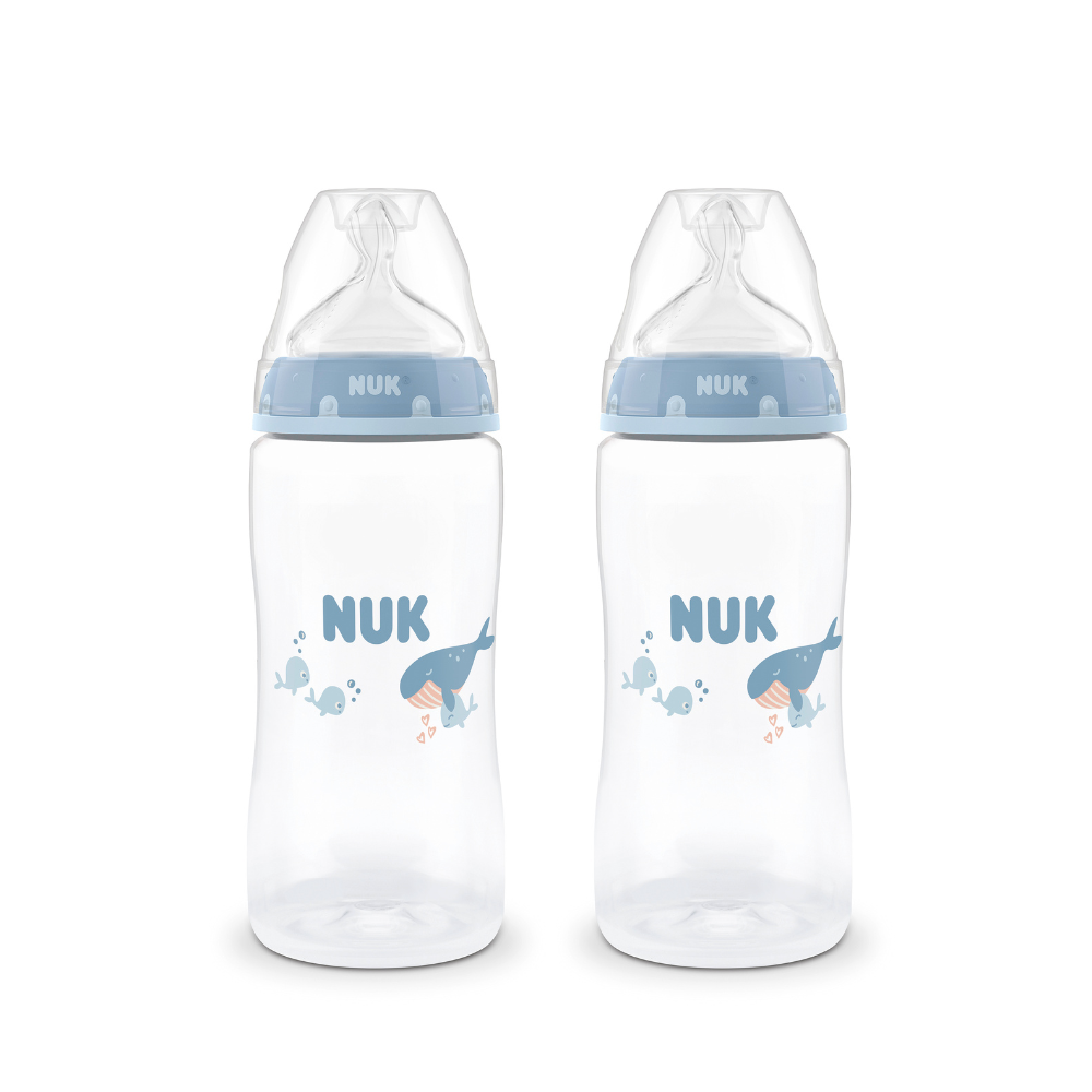 NUK Temperature Control Bottle with Silicone Teat 300ml 2 Pack - Whale
