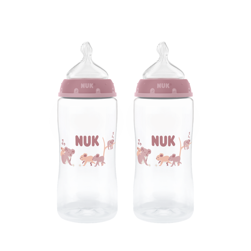 NUK Temperature Control Bottle with Silicone Teat 300ml 2 Pack - Koala