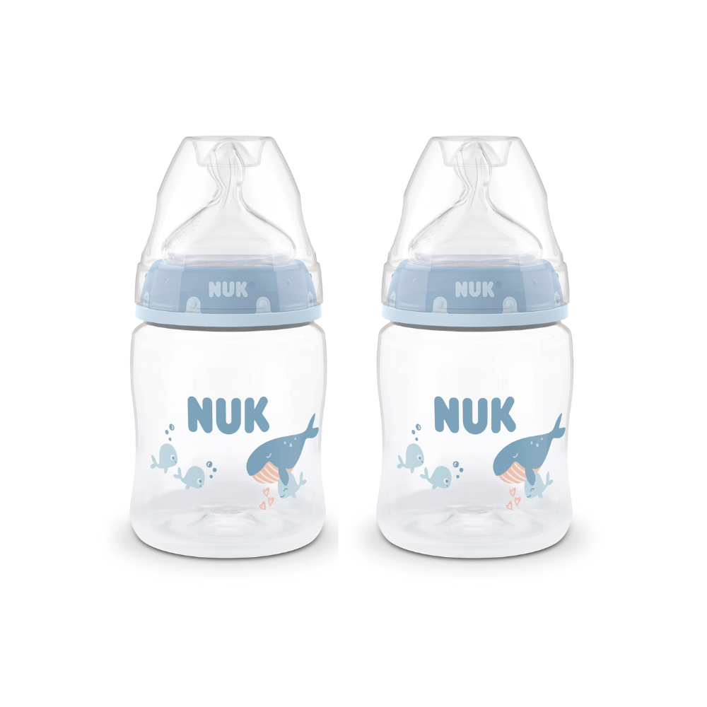 NUK Temperature Control Bottle with Silicone Teat 150ml 2 Pack - Whale