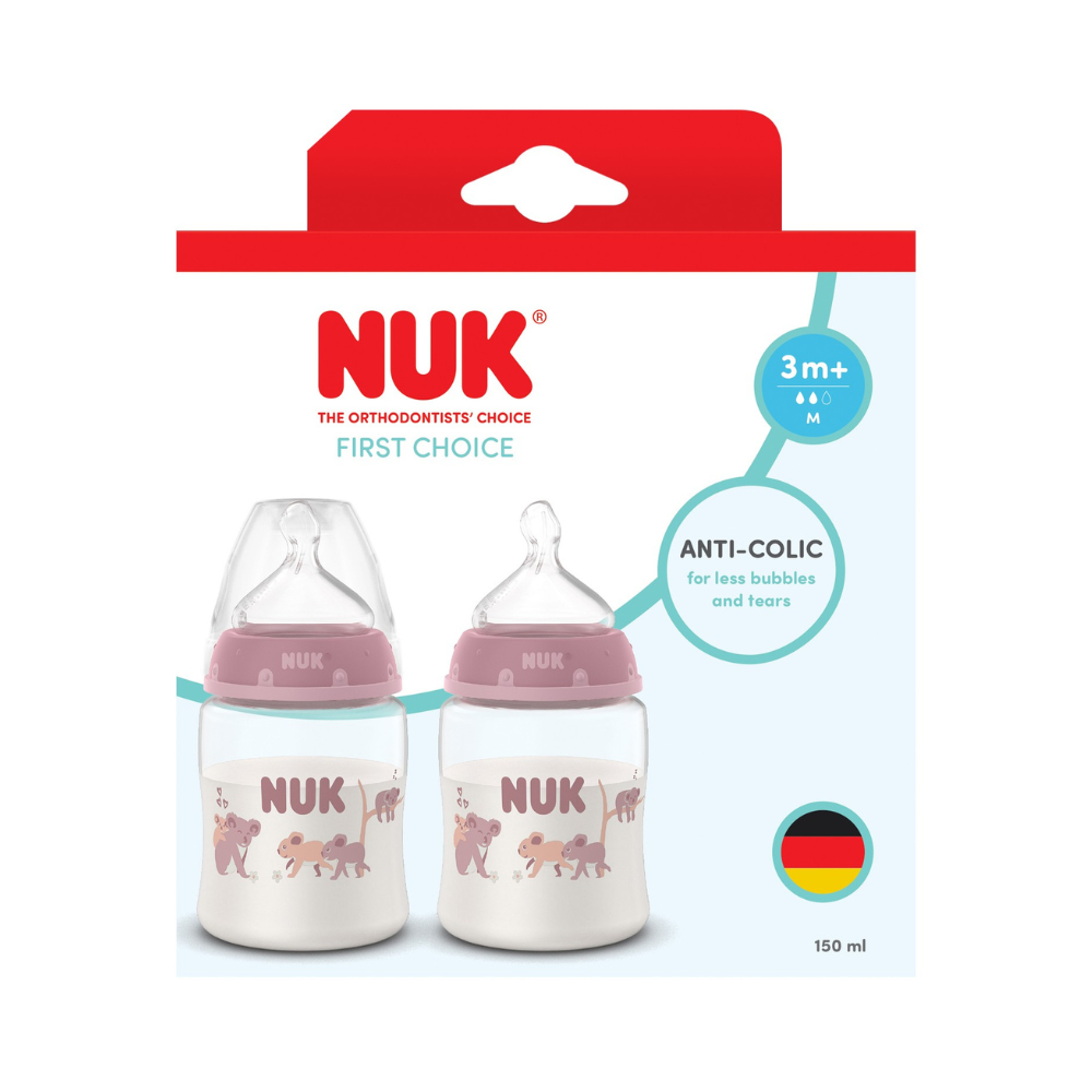 NUK Temperature Control Bottle with Silicone Teat 150ml 2 Pack - Koala