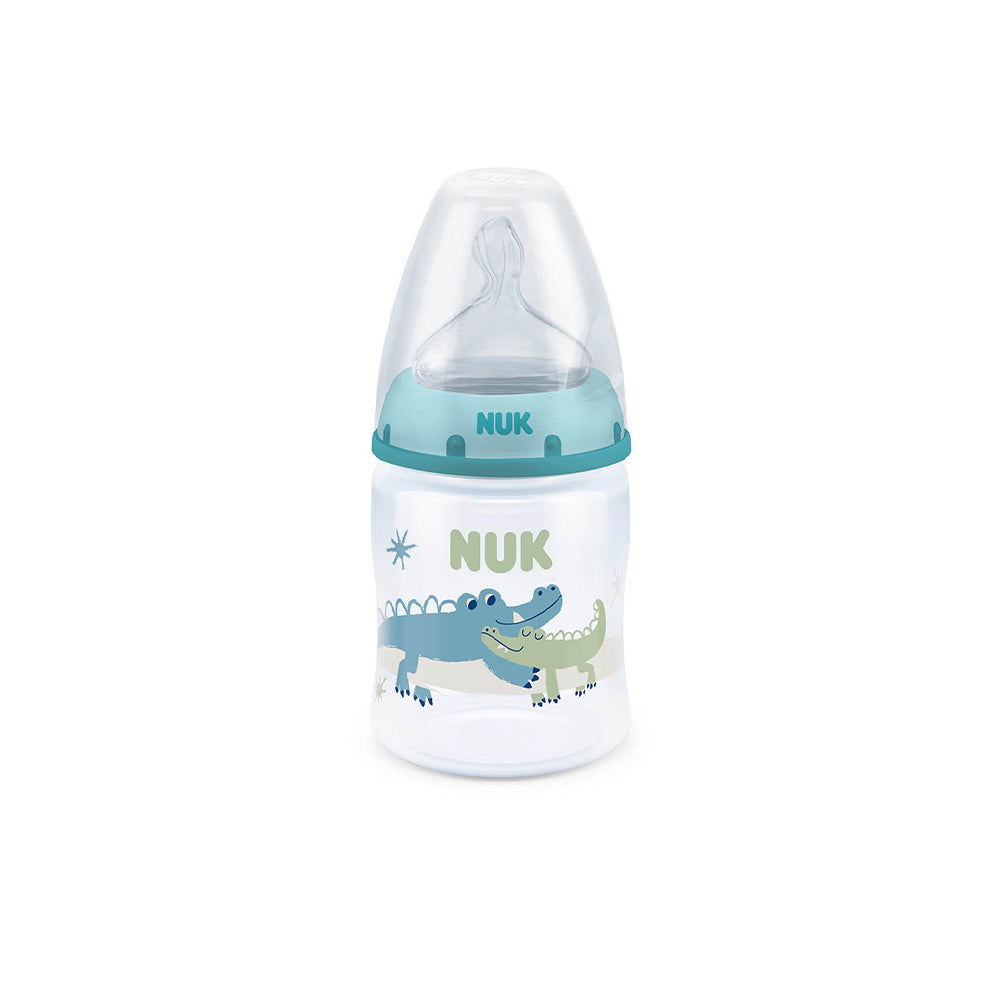 NUK First Choice Temperature Control Bottle with Silicone Teat 150ml- Crocodile - ShopBaby