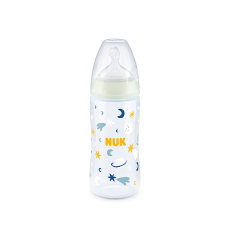 NUK First Choice Glow in The Dark Temperature Control Bottle 300ml - Galaxy - ShopBaby