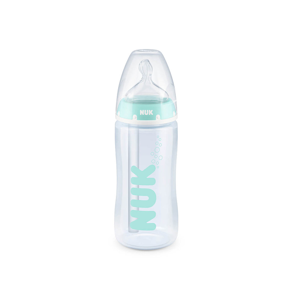 NUK First Choice Anti Colic Temperature control Bottle with Straw 300ml- Mint - ShopBaby