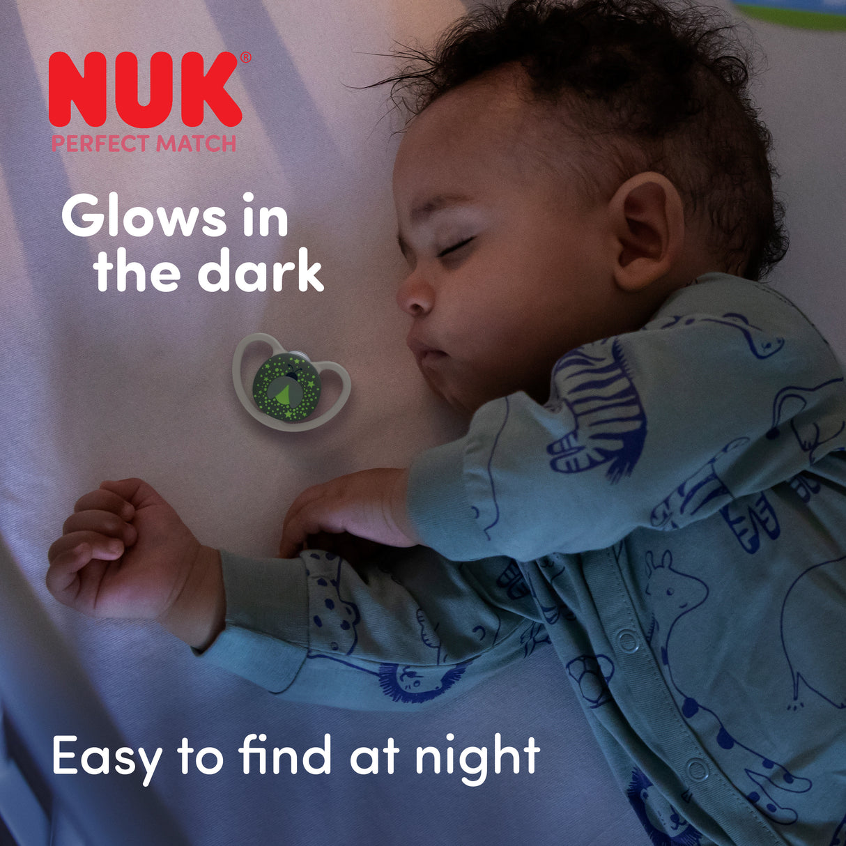 NUK Perfect Match Air Night Silicone Soother 2 Pack - Lion/Firefly
